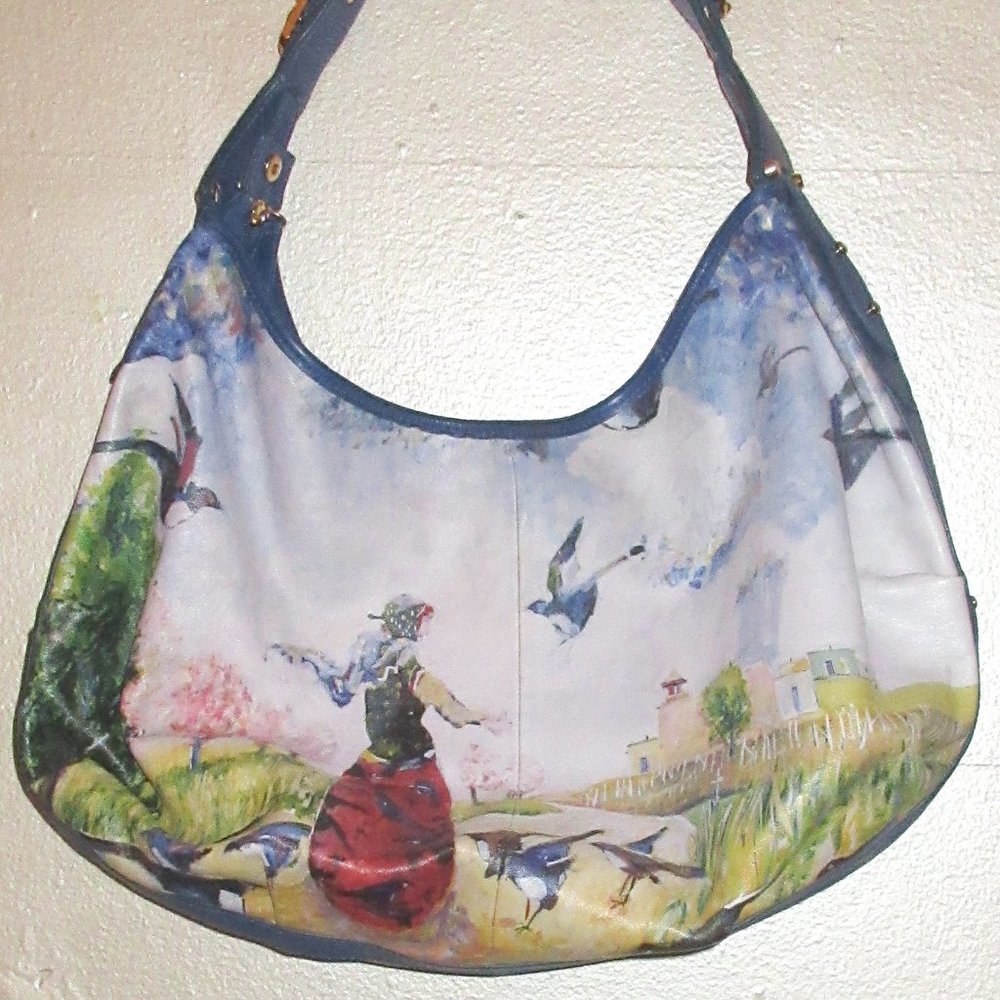 Icon Graphic Leather Painted Shoulder Bag